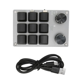 Mini Keypad Knob Design Red Switch Dual Mode Plug and Play Mechanical Programmable Keypad for Gaming Office Media 9 Keys with 2 Knobs