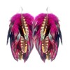 FASHMOROUS Pink Dangling Earrings Women Hot Pink Feather Earrings for