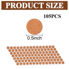 105Pcs 1/2inch Round Cork Furniture Pads, Adhesive Cabinet Door Bumpers, Coaster Feet, Anti Scratches Furniture Pads for Chair Legs Protect Your Hardwood