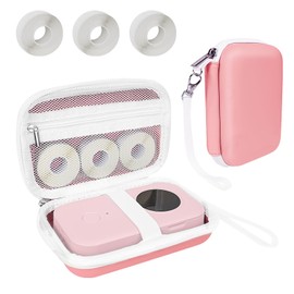 Teyomi Case Compatible with Phomemo D30 D35,for NELKO P21,for NIIMBOT D110,for JADENS D110 Label Maker with 3 Roll Label Tape(Label Paper 1/2" x 1 1/2" (12mm X 40mm))-Hard Shell Storage Bag-Coral red