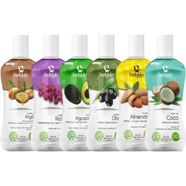 BELSKIN Pack 6 Aceites Naturales 120ml c/u Almendras, Coco, Ricino, Olivo, Argán, Aguacate Para Rostro, Cuerpo y Cabello