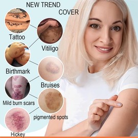 Trendy Tape Available in 3 Color Options Tattoo Cover Up, Tape, Cover Up Sticker Pads Patches Sheets, Scar Concealing Tape, Waterproof, Lasts 3-7 days, Flaw Concealing Tape For Tattoos, Vitiligo【Medium Brown 4Pcs】