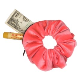 Mavi Bandz Pocket Stash Zipper Scrunchie Bright Neon Pink Summer Hair Accessories Scrunchies