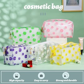 Elionless Clear Pencil Case, Large Capacity Zipper Pen Pencil Bag Pouch Flower Transparent Makeup Bag Travel Storage Bag for Teenage Girls Boys Women (Daisy Yellow)