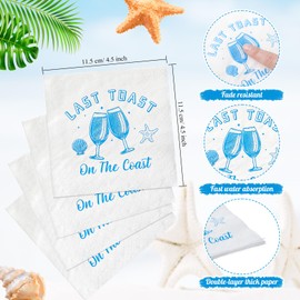 Crtiin 100 Pcs Last Toast On The Coast Bachelorette Party Napkins, Bachelorette Decoration Accessories, Beach Party Favors Bulk for Bride Bridesmaid Gifts, Supplies for Bach Wedding(Coast)