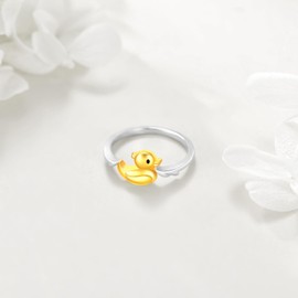 CRMAD Duck Ring for Women Sterling Silver Duck Ring Animal Jewelry Gift for Women (duck-size8)