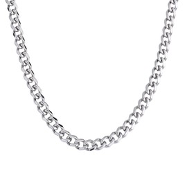 LUCKMAN Cadena Hombre Cubana, Acero Inoxidable Plata – Joyería y Regalo para Hombre, Papá, Novio, Cumpleaños, Navidad. Modelo Caleb