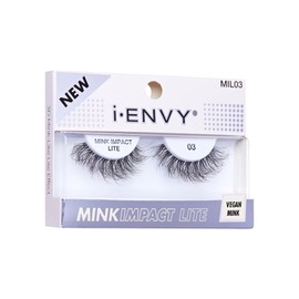 I-ENVY Mink Impact Lite - 100% 3D Mink-Like Vegan Lashes, Lightweight & Comfortable, Natural Fluffy, Invisible Band, All-Day Wear Undetectable False Eyelashes