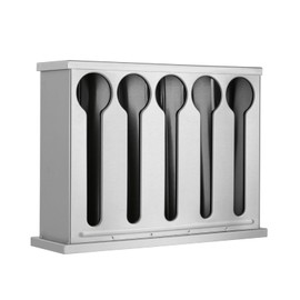 Utensil Dispenser,5 Compartment Stainless Steel Cutlery Organizer,Forks Spoons Dispenser,Plastic Silverware Holder Caddy,Flatware Organizer for Restaurant Party Buffet Table,Silver (5 Compartment)