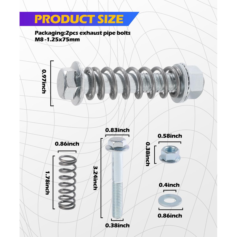 iolory 2PCS Automotive Exhaust Manifold Bolt Kit,M10 M8 Exhaust Bolts