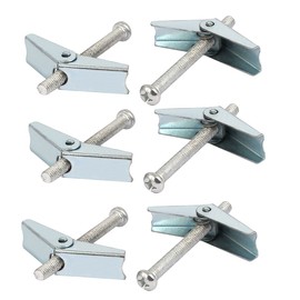 Sourcingmap M6 x 60mm Male Thread Spring Loaded Hollow Wall Round Head Toggle Bolt 6pcs