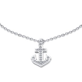 Bling Jewelry Nautical Cubic Zirconia Pave Dangle Charm Boat Anchor Anklet Ankle Bracelet for Women .925 Sterling Silver 9-10 Inch