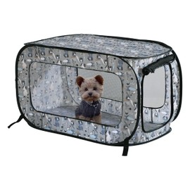 Beatrice Home Fashions Portable, Collapsible, Pop Up Kennel Travel Cat and Dog Crate, 40" L x 27" W x 27" H, Tail Wagger