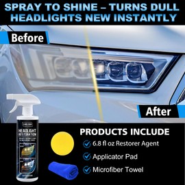 SHIELDOM Headlight Restoration Headlamp Cleaner Instantly Restores Yellowed Oxidation & Cloudy Lens Clean & Renew Dull Headlights Back to Like New, Portable Restorer Spray for All Cars Lamps 6.8 fl oz