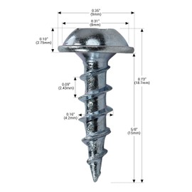 Rok Hardware #8 x 5/8" Coarse Thread Square Phillips Round Washer Head Type 17 Zinc Plated Wood Screws Zinc MDF (100)