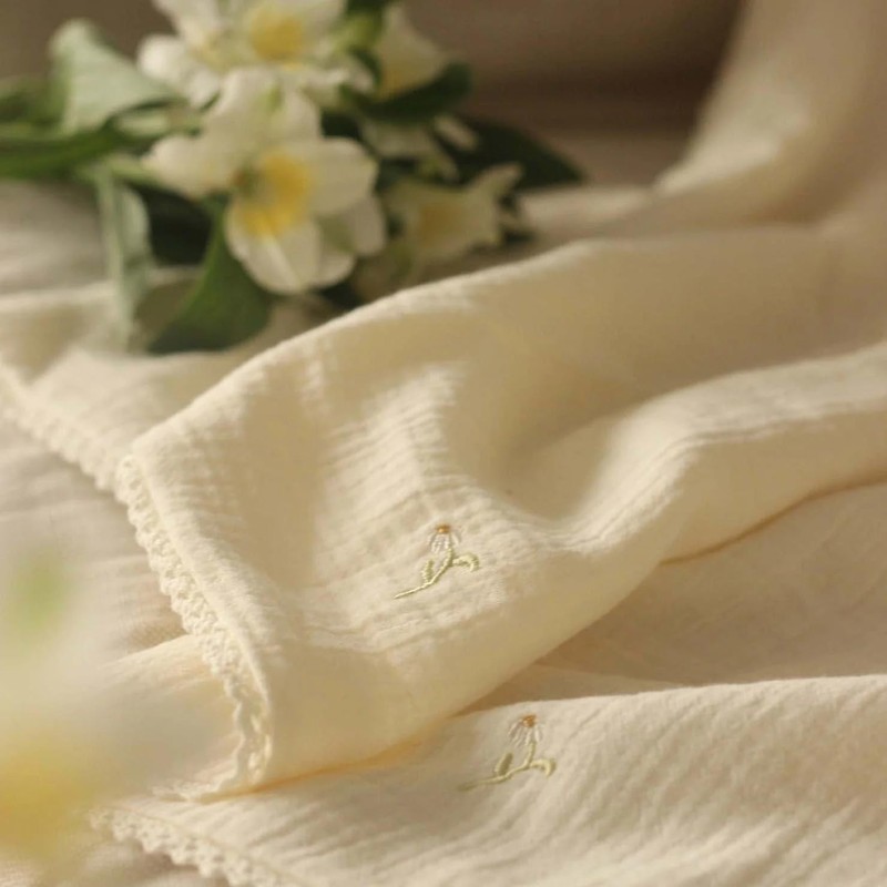 Avery Row Embroidered Muslin Blanket Wild Chamomile
