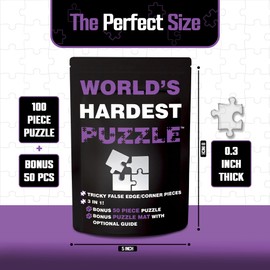 World's Hardest Puzzle ® - Clear Impossible Puzzle for Adults - Funny, Difficult, & Challenging - Hard Acrylic w/False Edges & Corners - Free Mat + Bonus 50pc Jigsaw - Cool Unique Gift - 100 Pieces