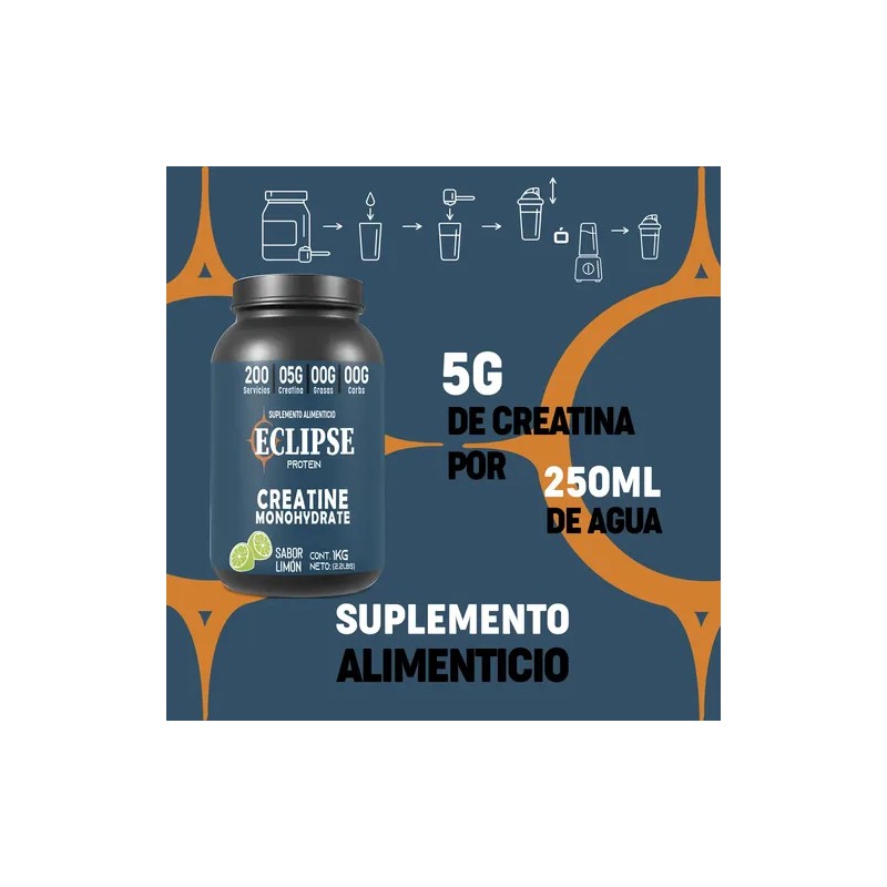 Creatina Monohidratada Eclipse Protein 1kg 200 Servicios