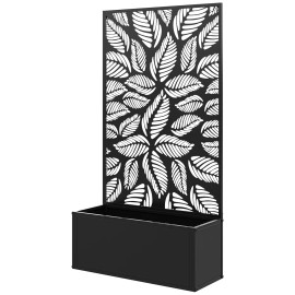 Garden Plant Climber Garden Bed Galvanized Planter Garden Bed with Privacy Pansize: one size, color: Black