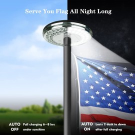 Flag Pole Solar Light Top Mount,Super Bright 60 Led Flagpole Solar Light Last Up to 12 Hrs Lighting On Outdoor Pole Top for Residential House Garden In-Ground