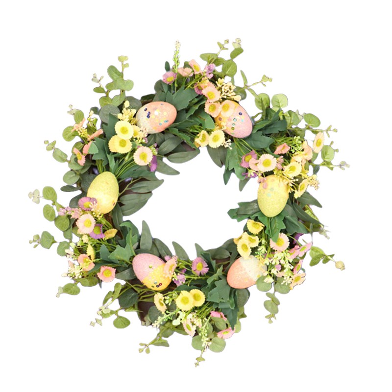 Easter Wreath Easter Eggs Daisy Garland Simulation Plants Door Hanger