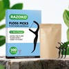 RAZOKO Biodegradable Dental Floss Picks, Charcoal Toothpick Stick Soft On