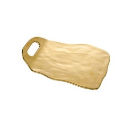 Pampa Bay Moonlight Tarnish Free Porcelain Serving Tray with Handles with Gold Titanium