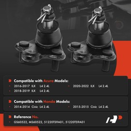 A-Premium 2 x Front Lower Ball Joints, Compatible with Honda Civic 2014-2015 & Acura ILX 2016-2022
