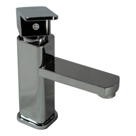 Monomando Lavabo Bano Cuadrado Grifo Plateado Mezcladora Acabado Cromado