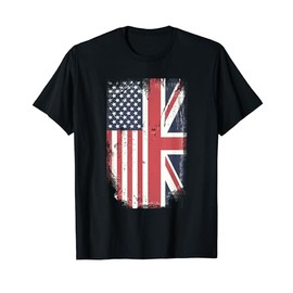 American Flag & British Flag USA UK Stars Stripes Union Jack T-Shirt