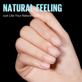 TOMICCA Extra Short Square Nail Tips, Clear Nail Tips Natural False Nails Square French Acrylic Nails Artificial Nails Tips for Girls Women, (240 Pcs,15 Sizes)