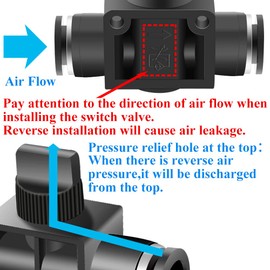 Beduan Push to Connect Air Control Ball Valve, 6mm Tube OD Pneumatic Flow Control Valve Fitting Air Hand Valve Union Adapter Fitting (Pack of 2)