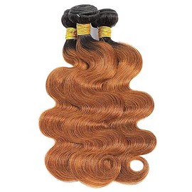 AiPliantfis Body Wave Human Hair Bundles Brown Extensions Real Hair Brazilian Remy Hair Double Weft 1B30 Ombre Real Hair Wefts Brazilian Hair Bundles 100 g/PC 300 g Total 24 26 28
