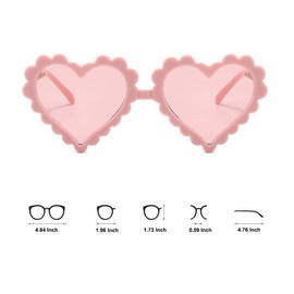 OZPYKAE Girl Heart Sunglasses,Fashion Cute Glasses UV Protection Outdoor Girl Heart Shaped Sunglasses for Toddler Party Beach (Pink+Champagne)