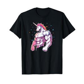 Buff Big Muscle Unicorn Illustration - Funny Strong Gym T-Shirt