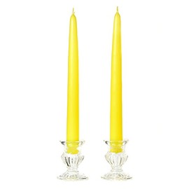 Unscented Yellow Taper Candles for Wedding/Dinner, Holiday Event, Home Decoration, 1 to 1.5 inches per hour,.88 in. diameter x 8 in. tall, 3 Pair