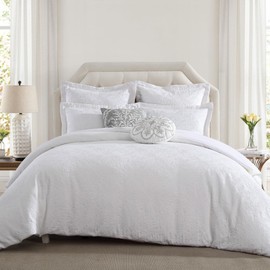 Levtex Home - Matalasse Bright White Duvet Cover Set - Twin Duvet Cover + One Standard Pillow Case - White - Duvet Cover (68 x 88in.) and Pillow Case (26 x 20in.) - Cotton