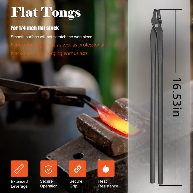 Yoursme Blacksmith Knife Making Forge Tongs Set: V-Bit Blade, Blade