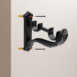 HEVSTIL 4Pcs Heavy Duty Double Curtain Rod Brackets, Single Black Retro Wall Mount Brackets Vintage Design Fit for 1 Inch Drapes Rod Design with Screw,Black