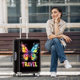 Colorful Butterfly Luggage Cover – Stylish and Durable Travel Suitcase Protector for Women and Men, Fits 18"-22" Suitcase, S