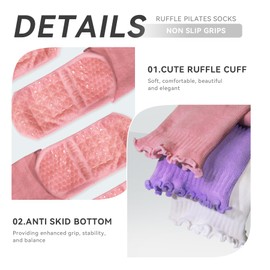 SkiBeaut Pilates Yoga Women Socks, 4 Pairs Non Slip Skid Grips Sticky Reformer, Hospital Grippers Socks for Woman Elderly Pregnancy Lady One Size 5-9