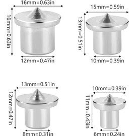 Heanvmyss Dowel Centre Point,16 Pcs Wood Dowel Tenon,Dowel Pins,Log Pin Locator,Woodworking Alignment Tool,Steel Center Transfer Plugs for Furniture(Silver,6/8/10/12mm)
