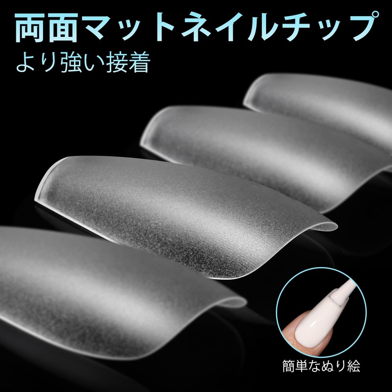 TOMICCA Nail Tips 360pcs Sanded Nail Tips 15 Sizes Medium