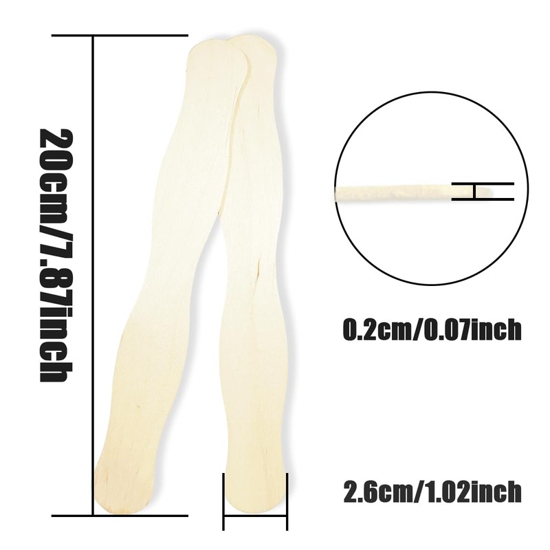 NILLOS Craft Sticks, 50 PCS Natural Wavy Wood Sticks for