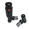 Matt Black Thermostatic Radiator Valves & Lockshield Angled 15mm x
