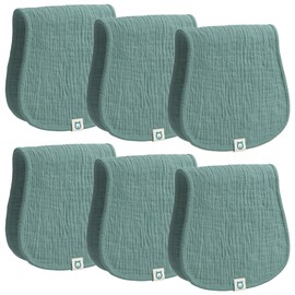 ROMY RO Muslin Burp Cloths Set, 6 Pieces, 100% Organic Cotton Hand Washcloths for Baby Boys and Girls Extra Absorbent and Soft Burping Rags (Teal - Solid Color)