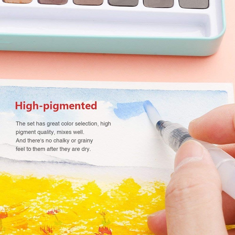 MeiLiang Solid Watercolor Set with Brush (36 Colors) Palette Gum