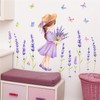 WOHAHA Wall Sticker, Stylish, Purple Lavender, Plants, Fluttering Butterflies, Girl