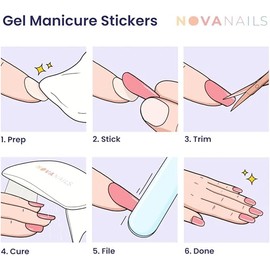 NOVA, Female Founded, Semi Cured Gel Nail Strips (Icon Pedicure) - The 10 Minute Manicure. Full Nail Wraps, Nail Polish Stickers, Nail Polish Sticker Nail Kit - Incl. File & Stick (Icon)