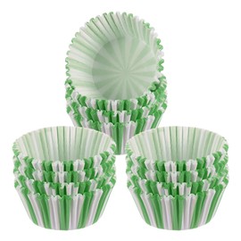 sourcing map 300 Count Cupcake Liners Green Stripes Cupcake Cups Standard Size Muffins Liners Papers Baking Cups Wrappers Greaseproof for Party Wedding Birthday